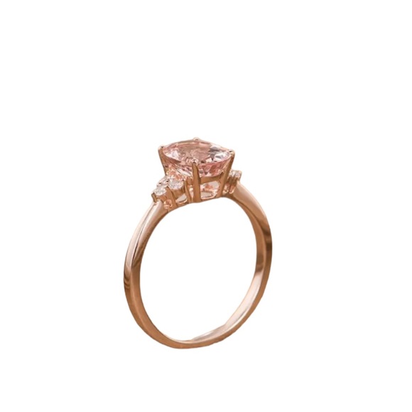Rose Gold Cubic Zirconia Light Amber Stone with Rhinestones - Picture 3 of 7